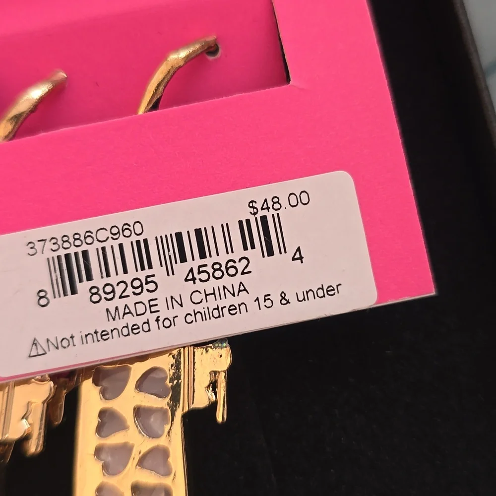 Betsey Johnson Gold-Tone Pink Floral Wing Drop Earrings with Magenta Accents